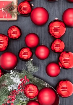 King Of Christmas Red Essential Glass Ornaments (24 Pack)- Ornaments|24 Pack