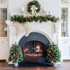 King Of Christmas Redwood Collection 4-Piece Set With Warm White LED Lights (Battery Operated)- Sets