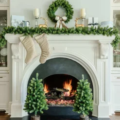 King Of Christmas Royal Fir Collection 4-Piece Set With Warm White LED Lights (Battery Plug Operated)- Sets|Green