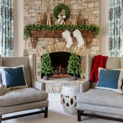 King Of Christmas Royal Fir Collection 4-Piece Set With Warm White LED Lights (Battery Plug Operated)- Sets|Green