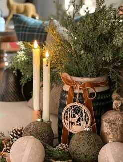 King Of Christmas Rustic Green Glass Ornament (4 Pack)- 4 Pack|Ornaments