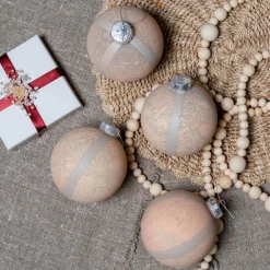 King Of Christmas Rustic Stripe Glass Ornament (4 Pack)- Ornaments|4 Pack