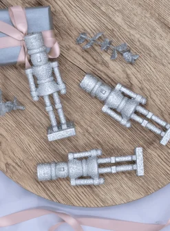 King Of Christmas Silver Nutcracker Glass Ornament Set (6 Pack)- Ornaments