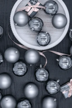 King Of Christmas Silver Shatterproof Ornaments (48 Pack)- Ornaments