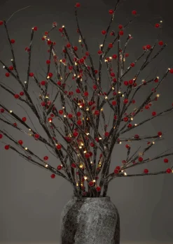 King Of Christmas Sugar Berry Flocked LED Branches (3 Pack)- Tree Picks