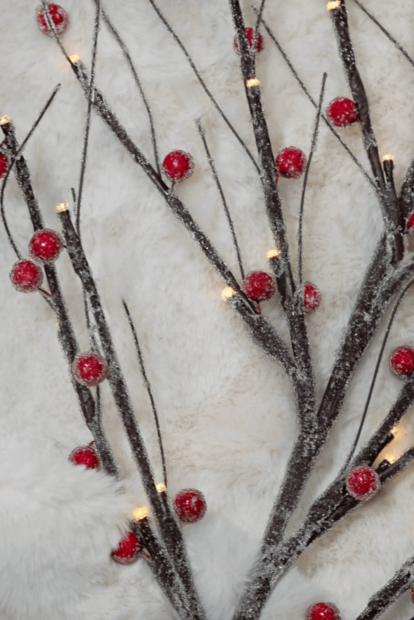 King Of Christmas Sugar Berry Flocked LED Branches (3 Pack)- Tree Picks