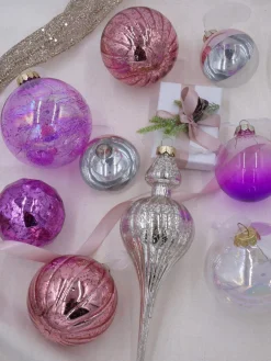 King Of Christmas Sweet 30-Piece Glass Ornament Set (Pink - Purple) Limited Edition- Ornaments|30 Pack