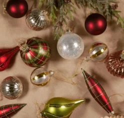 King Of Christmas Traditional 30-Piece Glass Ornament Set (Red - Green) Limited Edition- 30 Pack|Ornaments