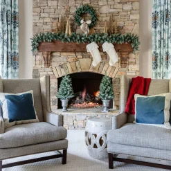 King Of Christmas Tribeca Spruce Blue Collection 4-Piece Set With Warm White LED Lights (Battery Operated)- Sets