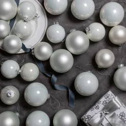 King Of Christmas White Essential Glass Ornaments (24 Pack)- 24 Pack|Ornaments