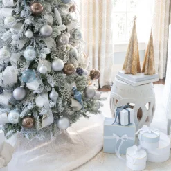 King Of Christmas Winter Wonderland 15-Piece Glass Ornament Set (Blue And Gray)- Ornaments|15 Pack