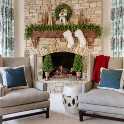 King Of Christmas Yorkshire Fir Collection 4-Piece Set With Warm White LED Lights (Battery Operated)- Sets