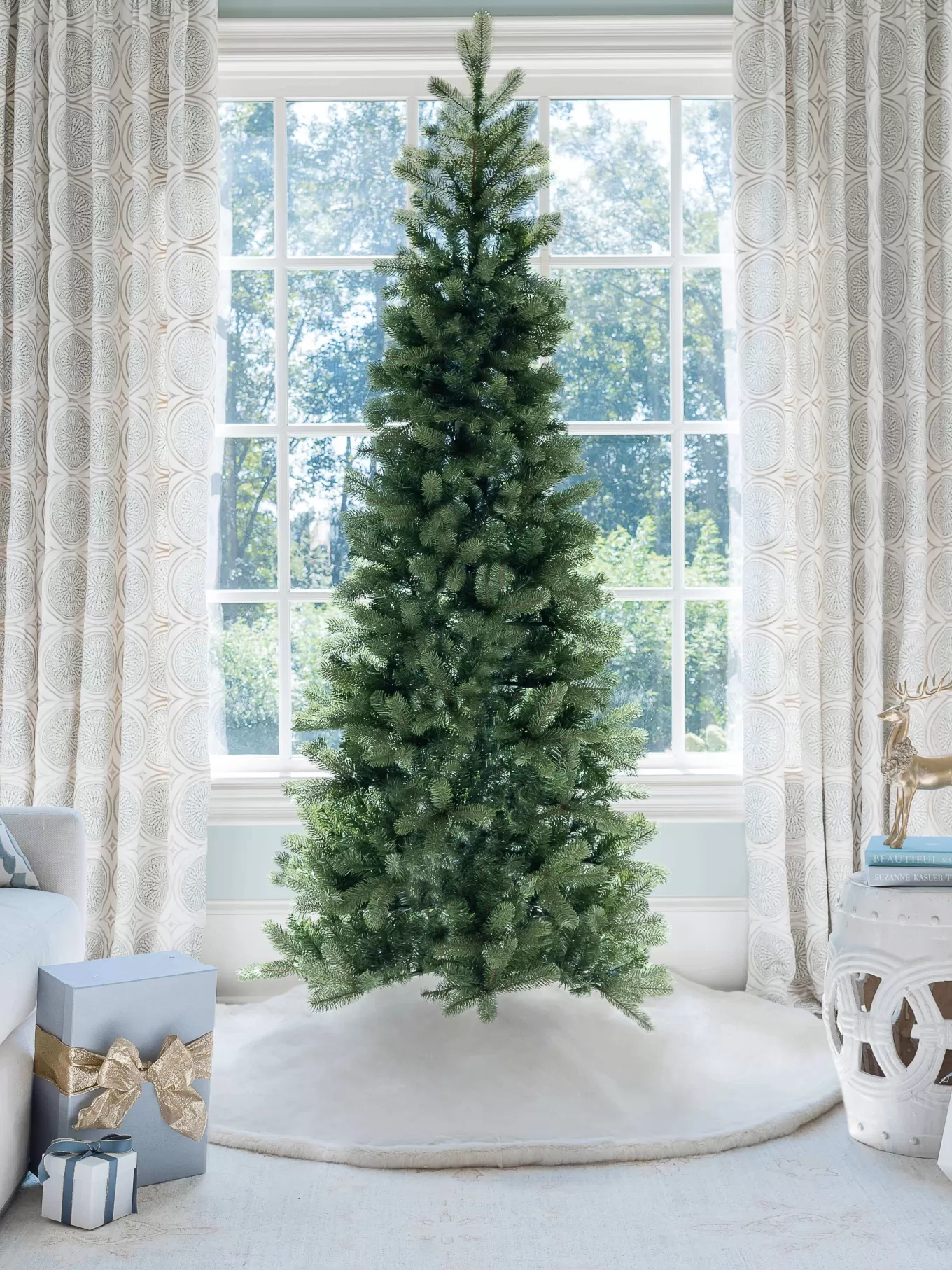 King Of Christmas 10' King Douglas Fir Slim Artificial Christmas Tree Unlit- Realistic | Slim