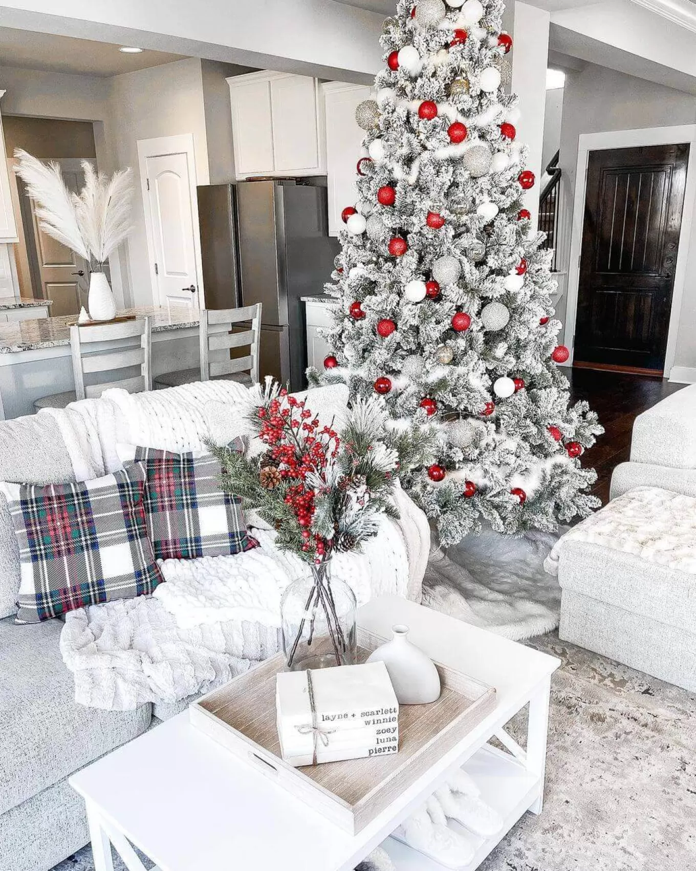 King Of Christmas 10' Prince Flock® Artificial Christmas Tree With 750 Warm White LED Lights- Classic | Pre-Lit