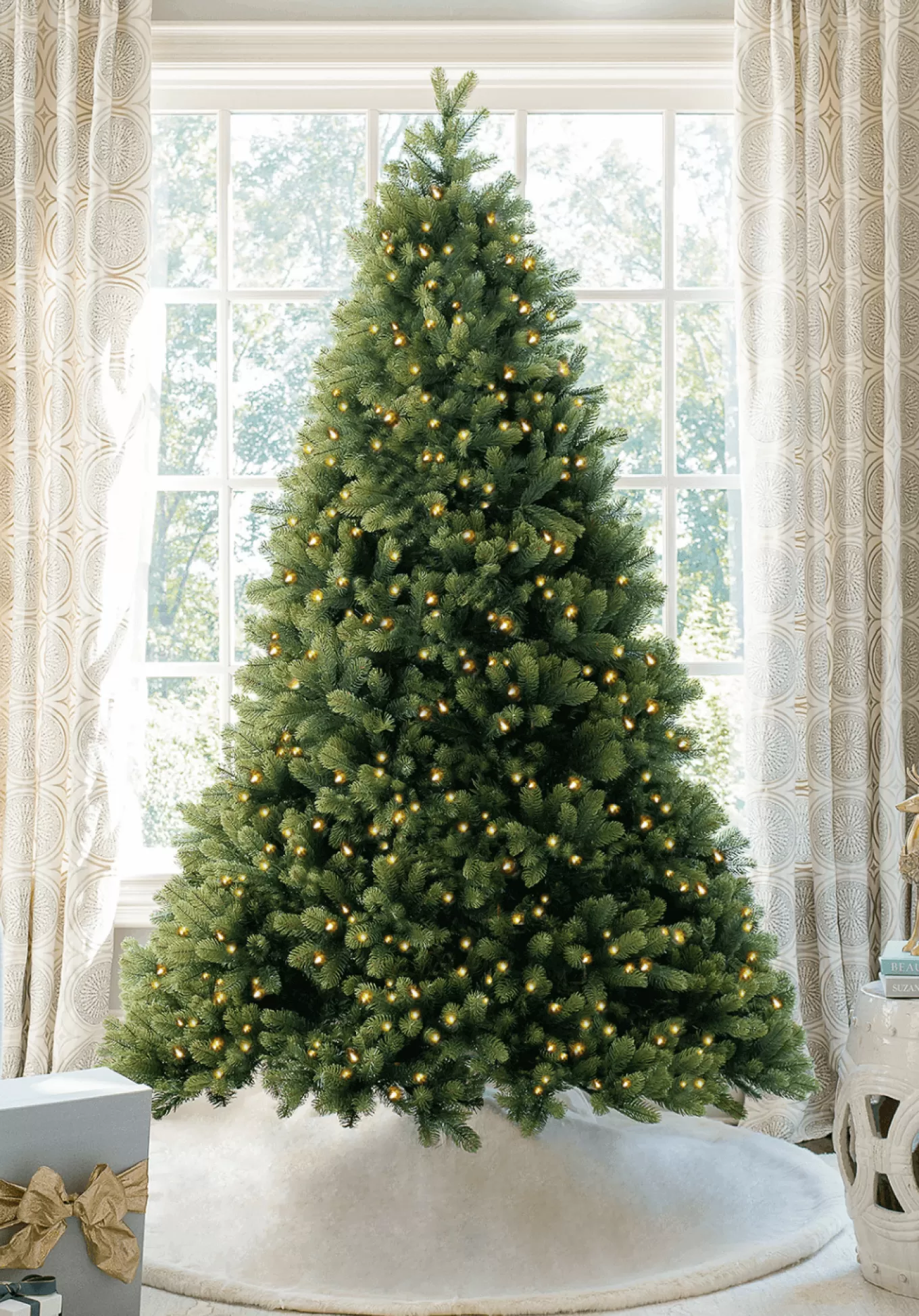 King Of Christmas 10' Royal Fir Artificial Christmas Tree With 1600 Warm White & Multi-Color LED Lights- Realistic | Pre-Lit
