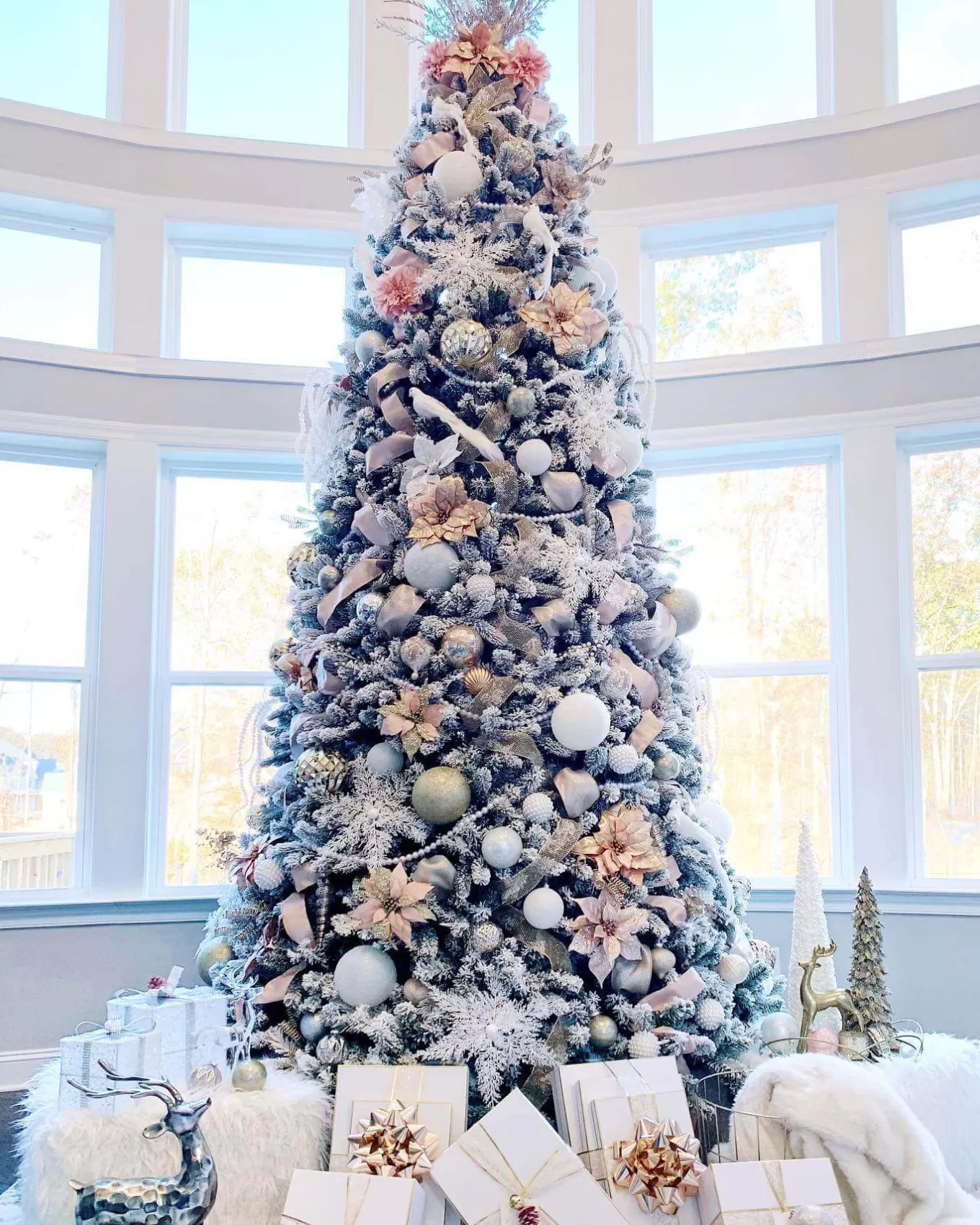 King Of Christmas 12' King Flock® Artificial Christmas Tree With 1650 Warm White LED Lights- Realistic | Pre-Lit