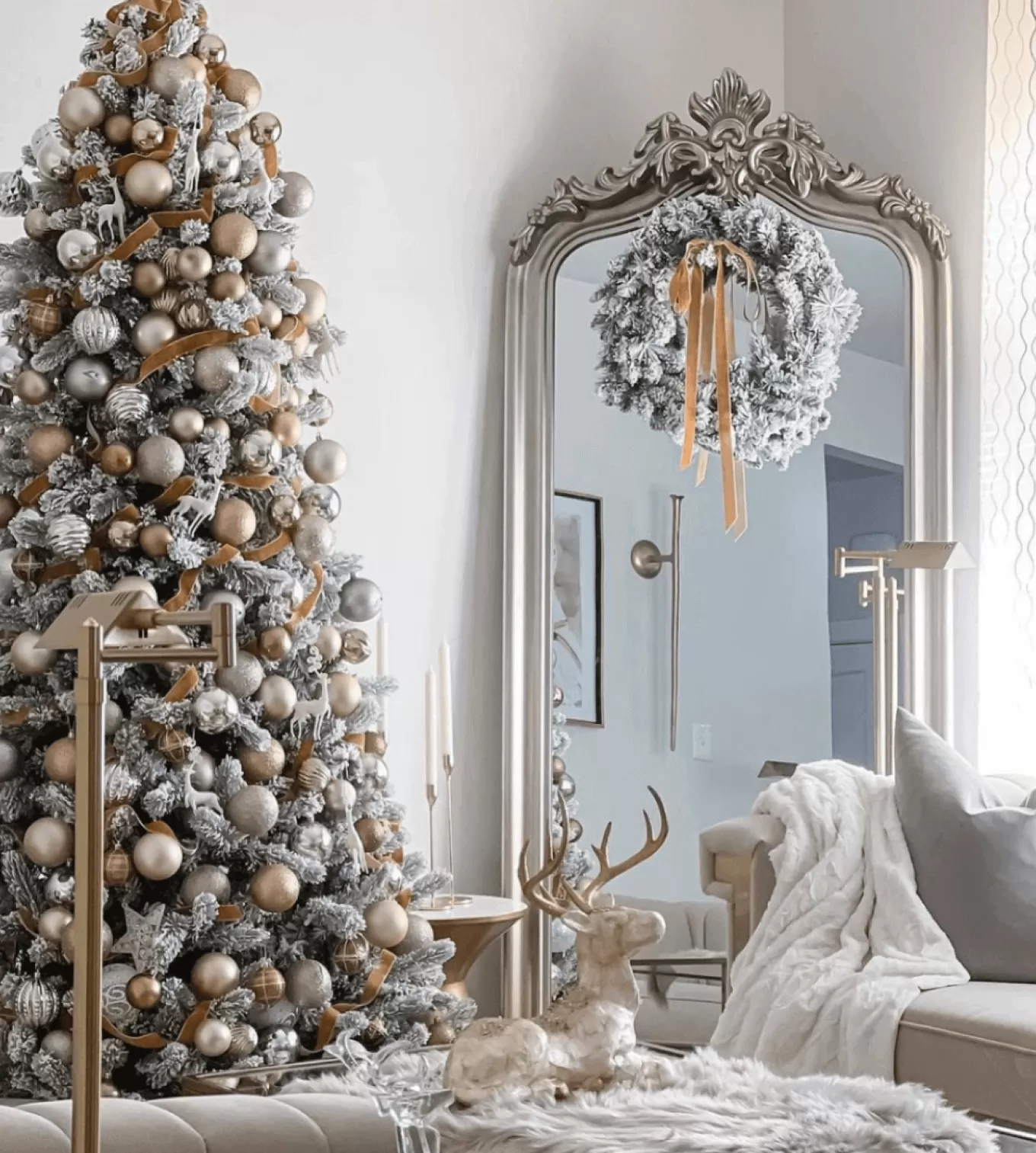 King Of Christmas 12' King Flock® Artificial Christmas Tree With 1650 Warm White LED Lights- Realistic | Pre-Lit