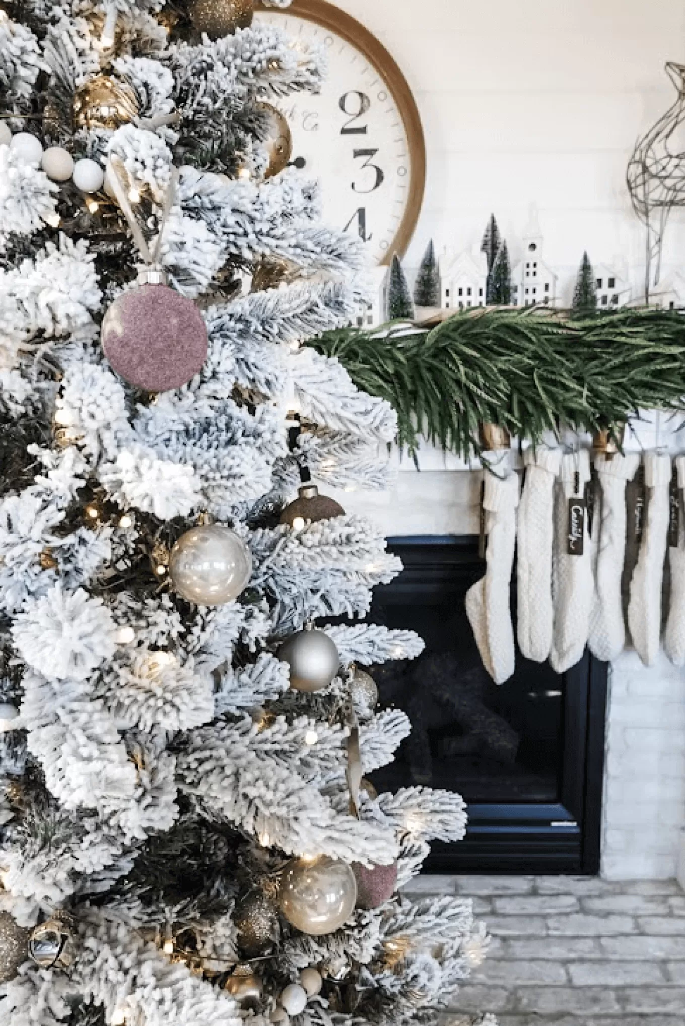 King Of Christmas 12' King Flock® Slim Artificial Christmas Tree With 1250 Warm White LED Lights- Realistic | Slim