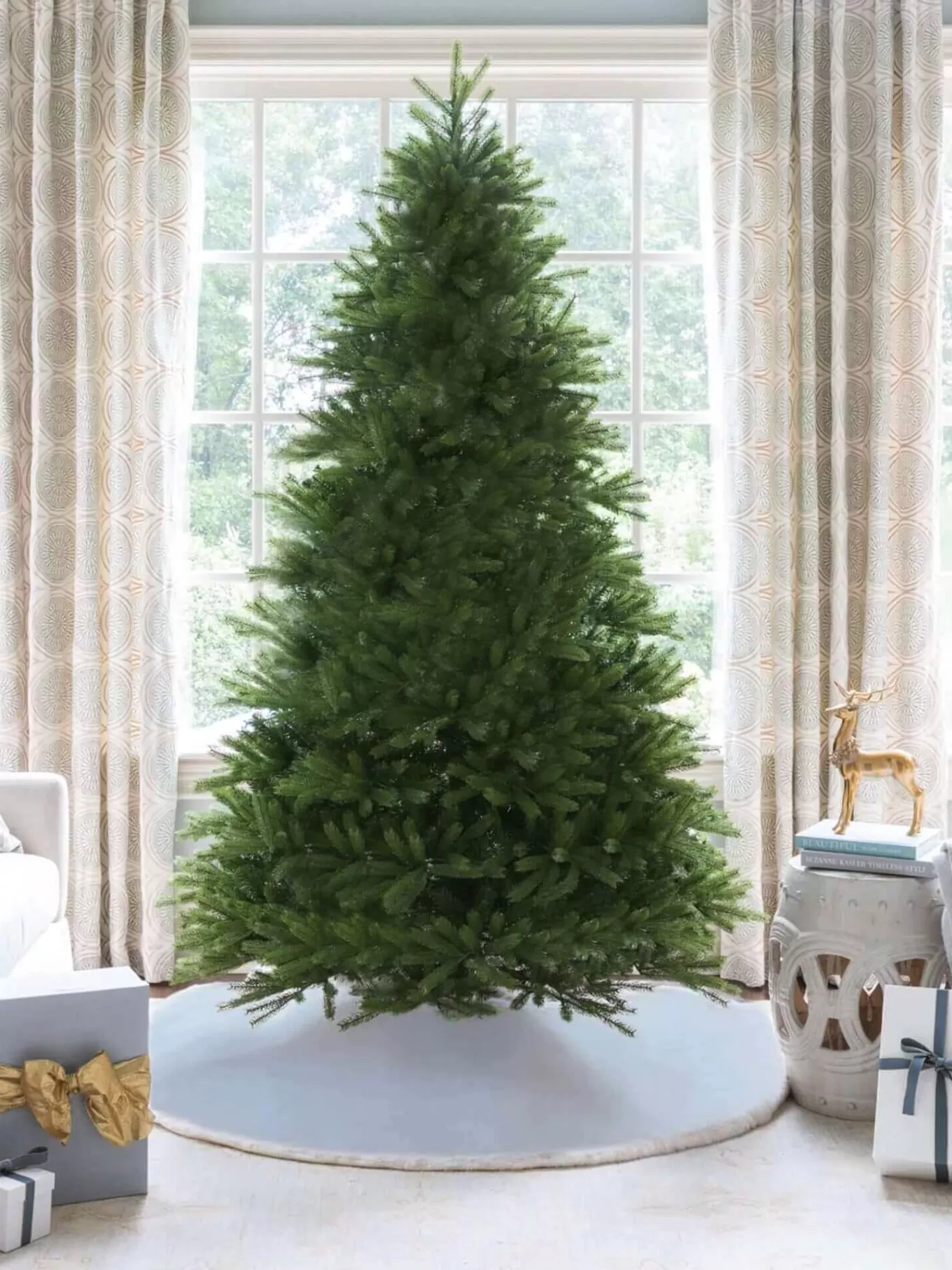 King Of Christmas 12' King Fraser Fir Artificial Christmas Tree With 2300 Warm White & Multi-Color LED Lights- Realistic | Pre-Lit