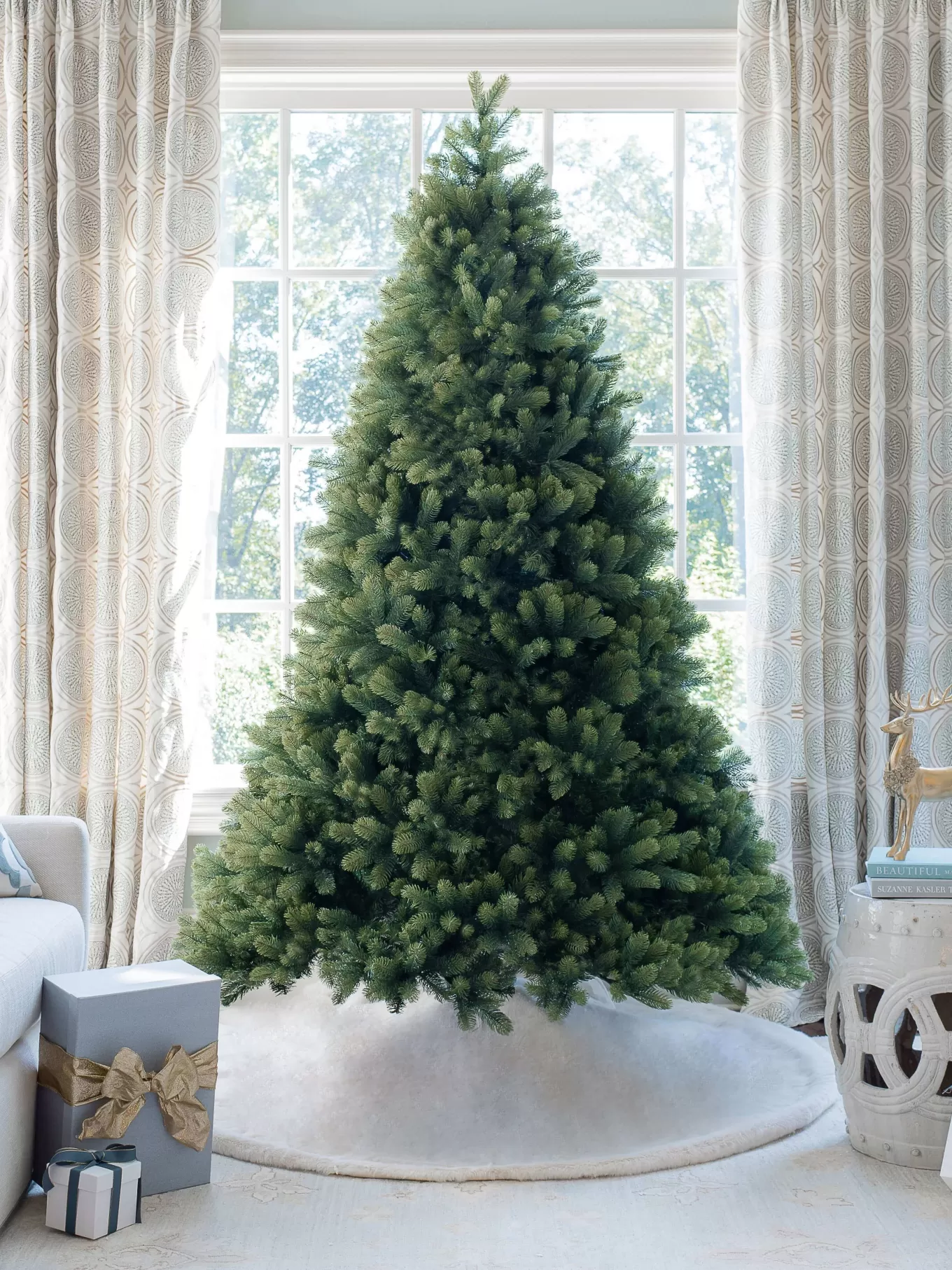 King Of Christmas 12' Royal Fir Artificial Christmas Tree With 2000 Warm White & Multi-Color LED Lights- Realistic | Pre-Lit