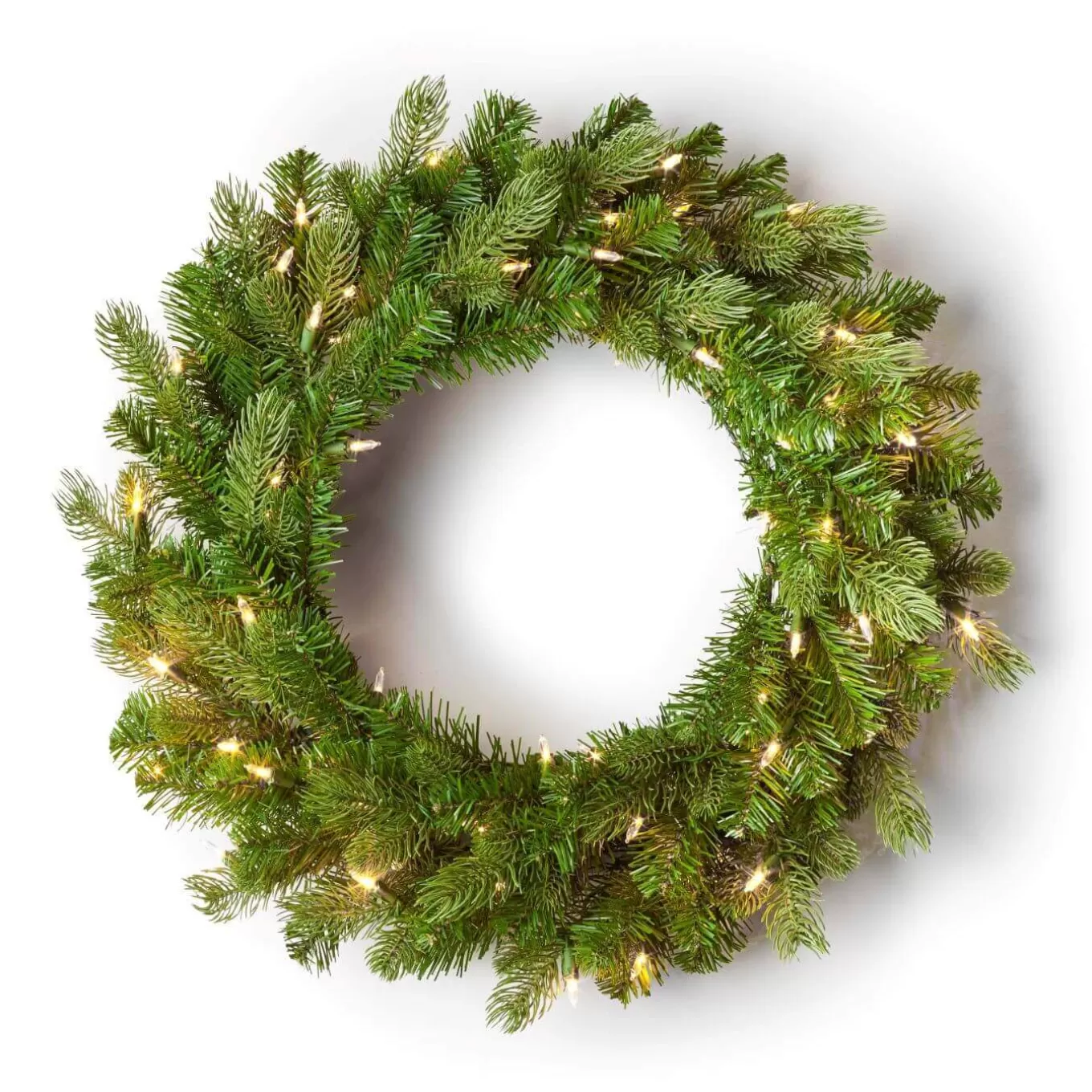 King Of Christmas 24" Cypress Spruce Wreath With Warm White LED Lights (Battery Operated)- Wreaths | Green