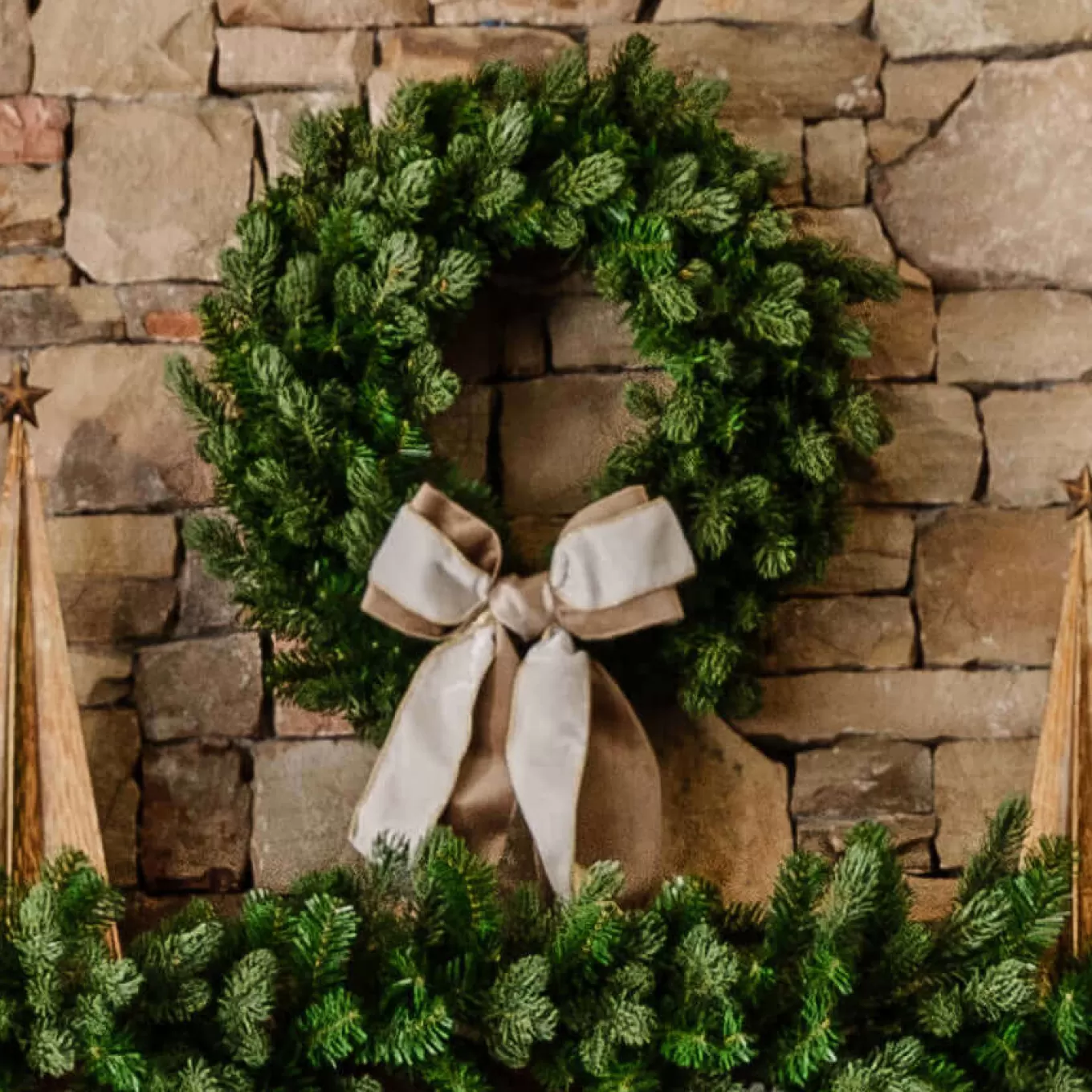 King Of Christmas 36" King Fraser Fir Wreath With Warm White LED Lights (Plug Operated)- Wreaths | Green
