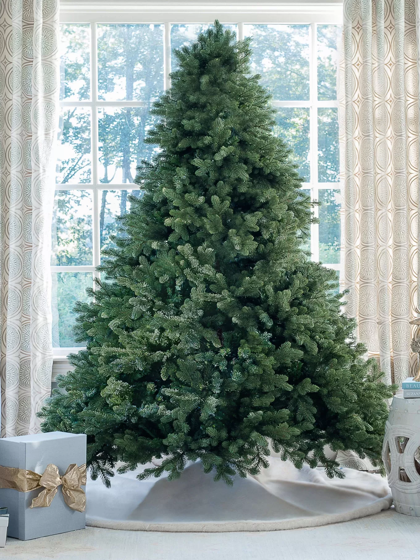 King Of Christmas 6.5' Cypress Spruce Artificial Christmas Tree With 1000 Warm White & Multi-Color LED Lights- Realistic | Pre-Lit