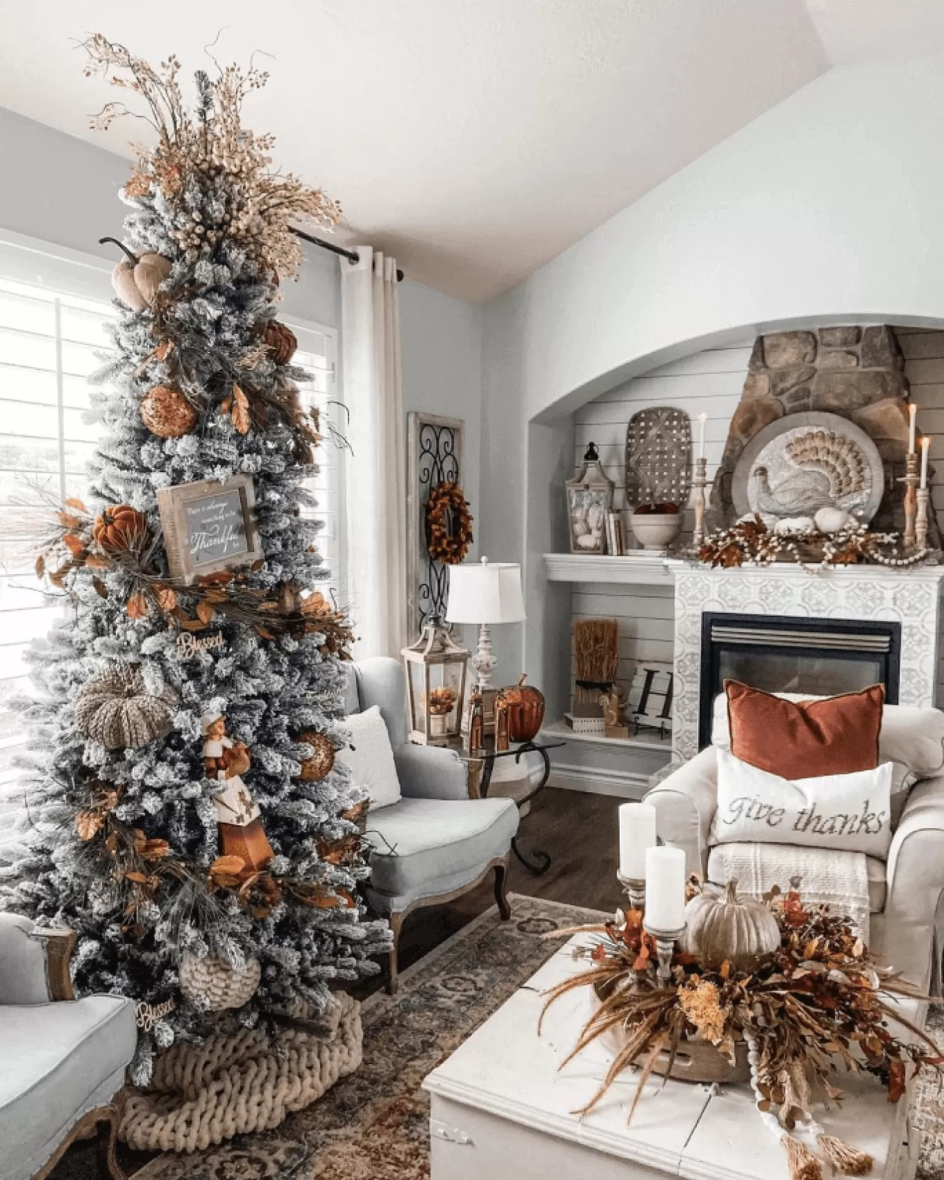 King Of Christmas 6.5' King Flock® Slim Artificial Christmas Tree With 500 Warm White LED Lights- Realistic | Slim