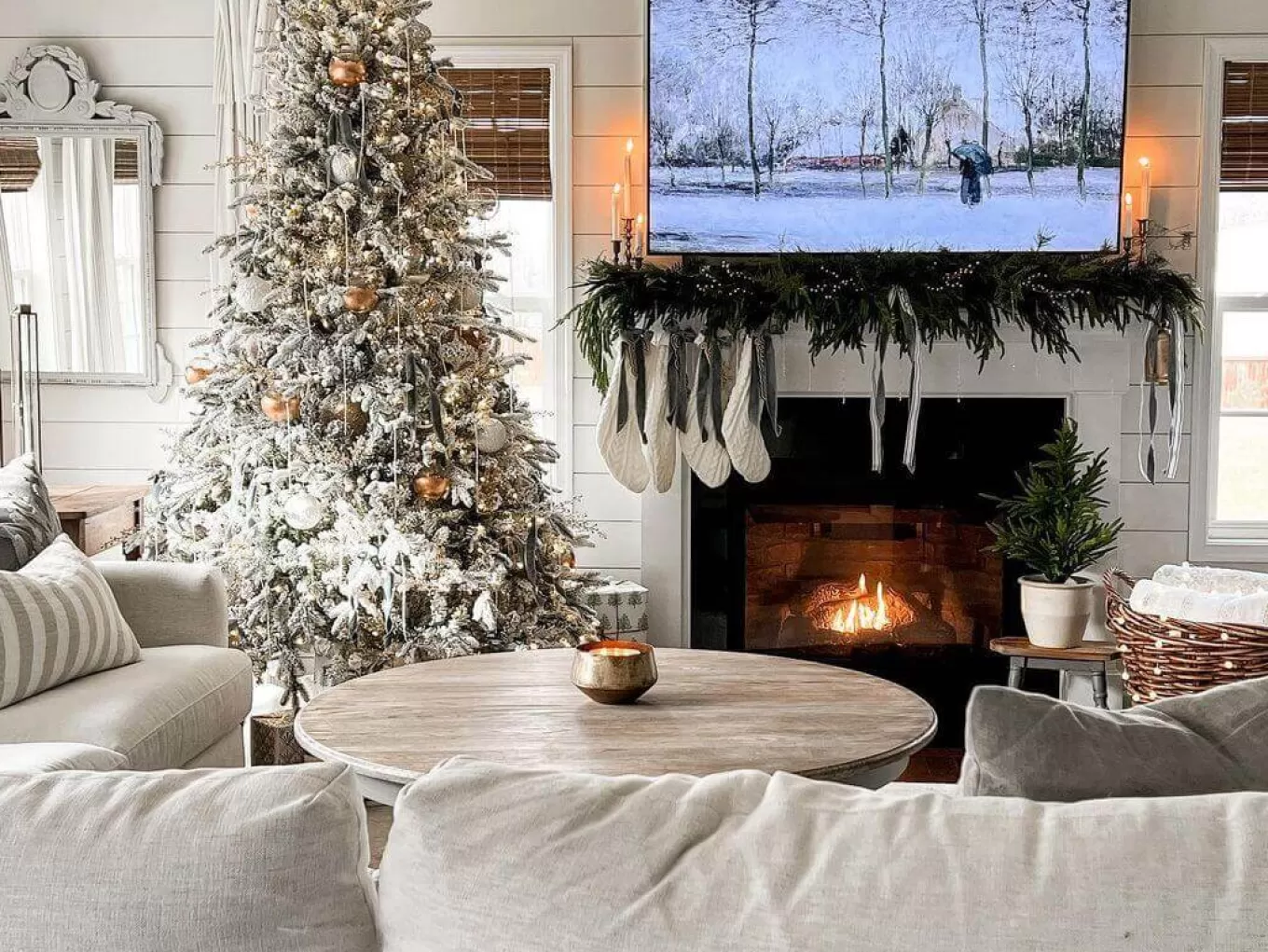 King Of Christmas 6.5' Queen Flock® Artificial Christmas Tree With 650 Warm White LED Lights- Realistic | Pre-Lit