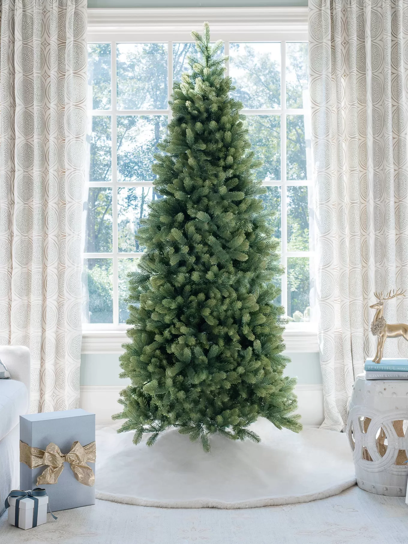 King Of Christmas 6.5' Royal Fir Slim Artificial Christmas Tree Unlit- Realistic | Slim