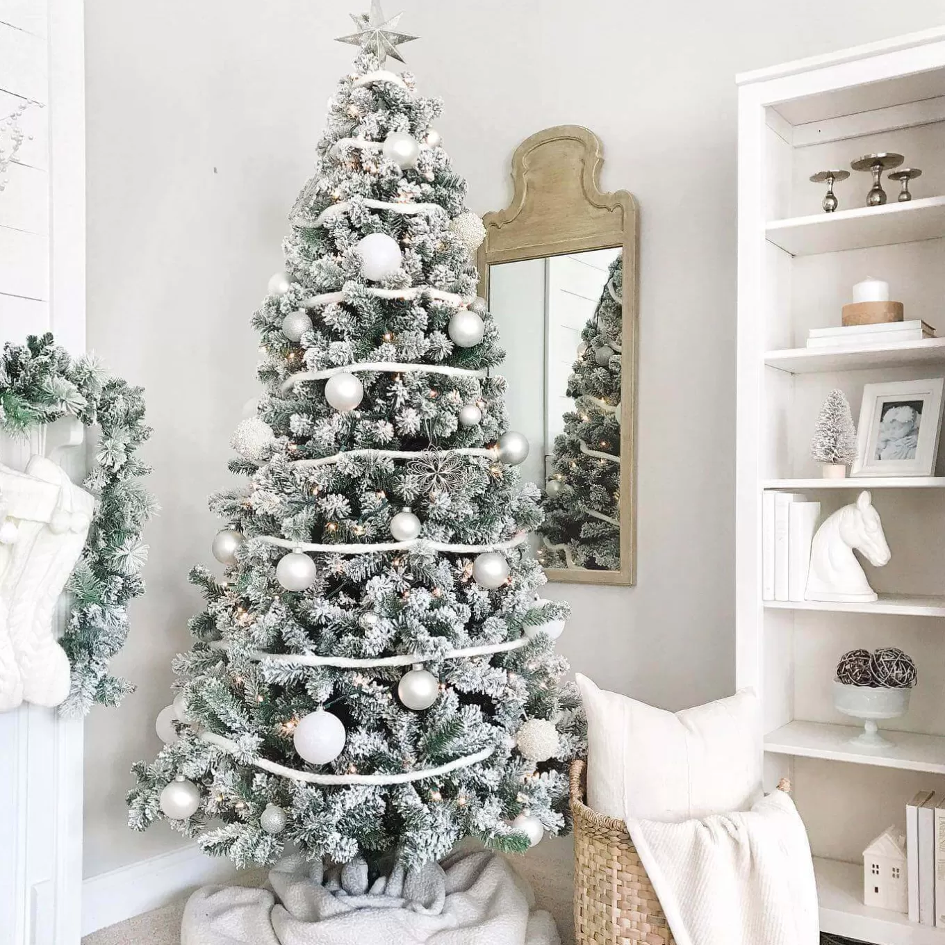 King Of Christmas 6' Prince Flock® Artificial Christmas Tree With 350 Warm White LED Lights- Classic | Pre-Lit