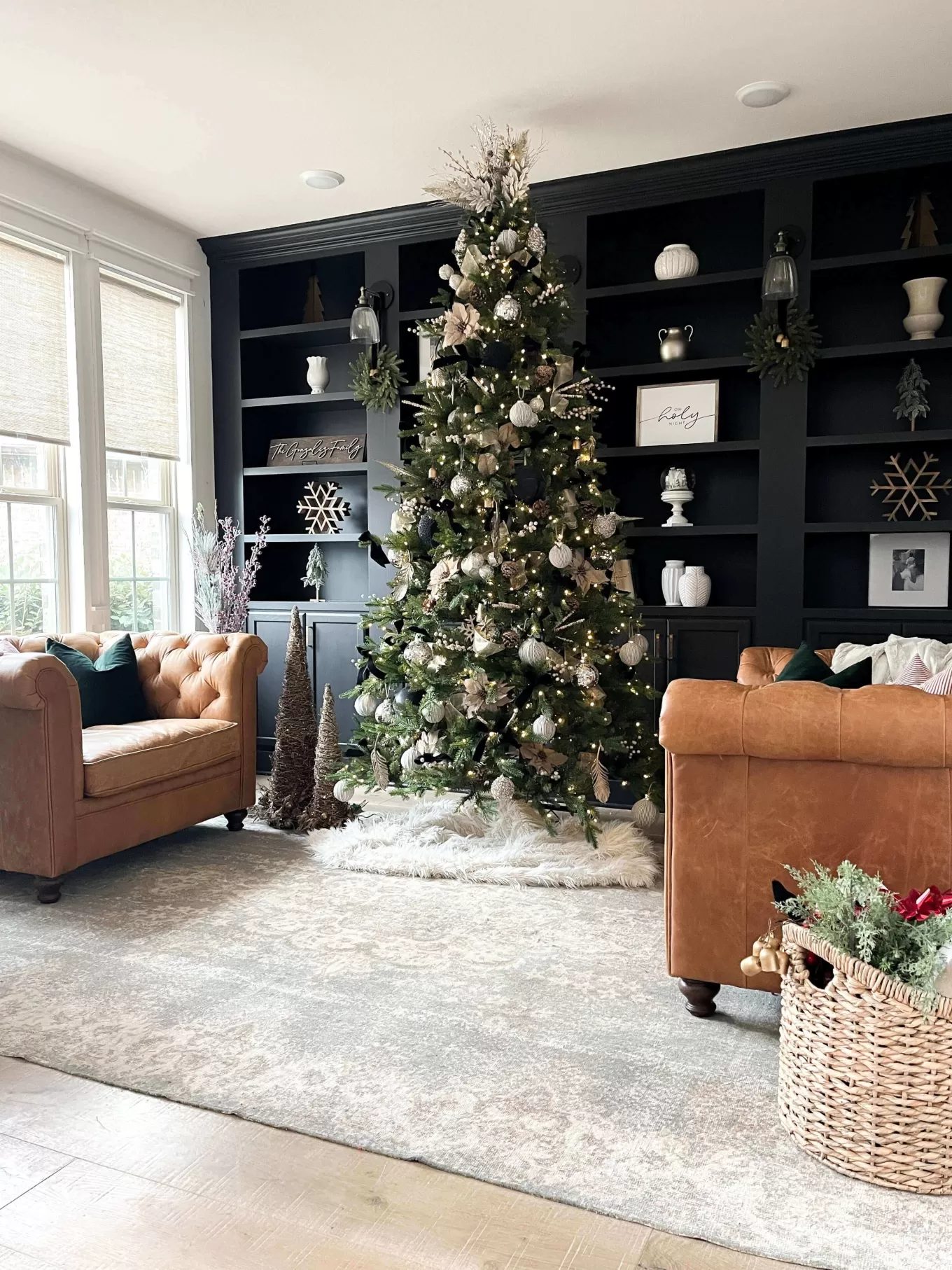King Of Christmas 7.5' Alpine Fir Slim Artificial Christmas Tree 650 Warm White LED Lights- Realistic | Slim