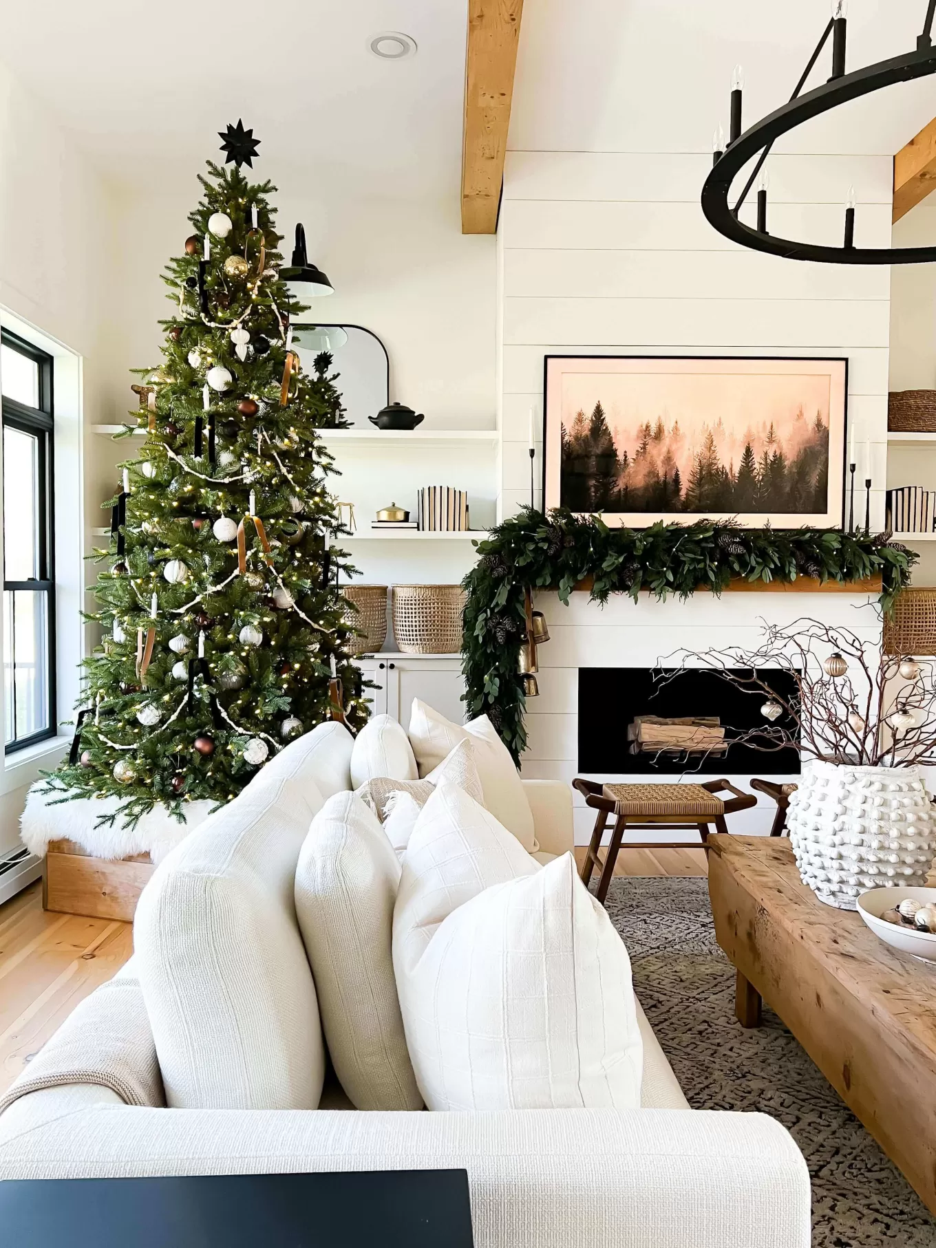 King Of Christmas 7.5' Alpine Fir Slim Artificial Christmas Tree 650 Warm White LED Lights- Realistic | Slim