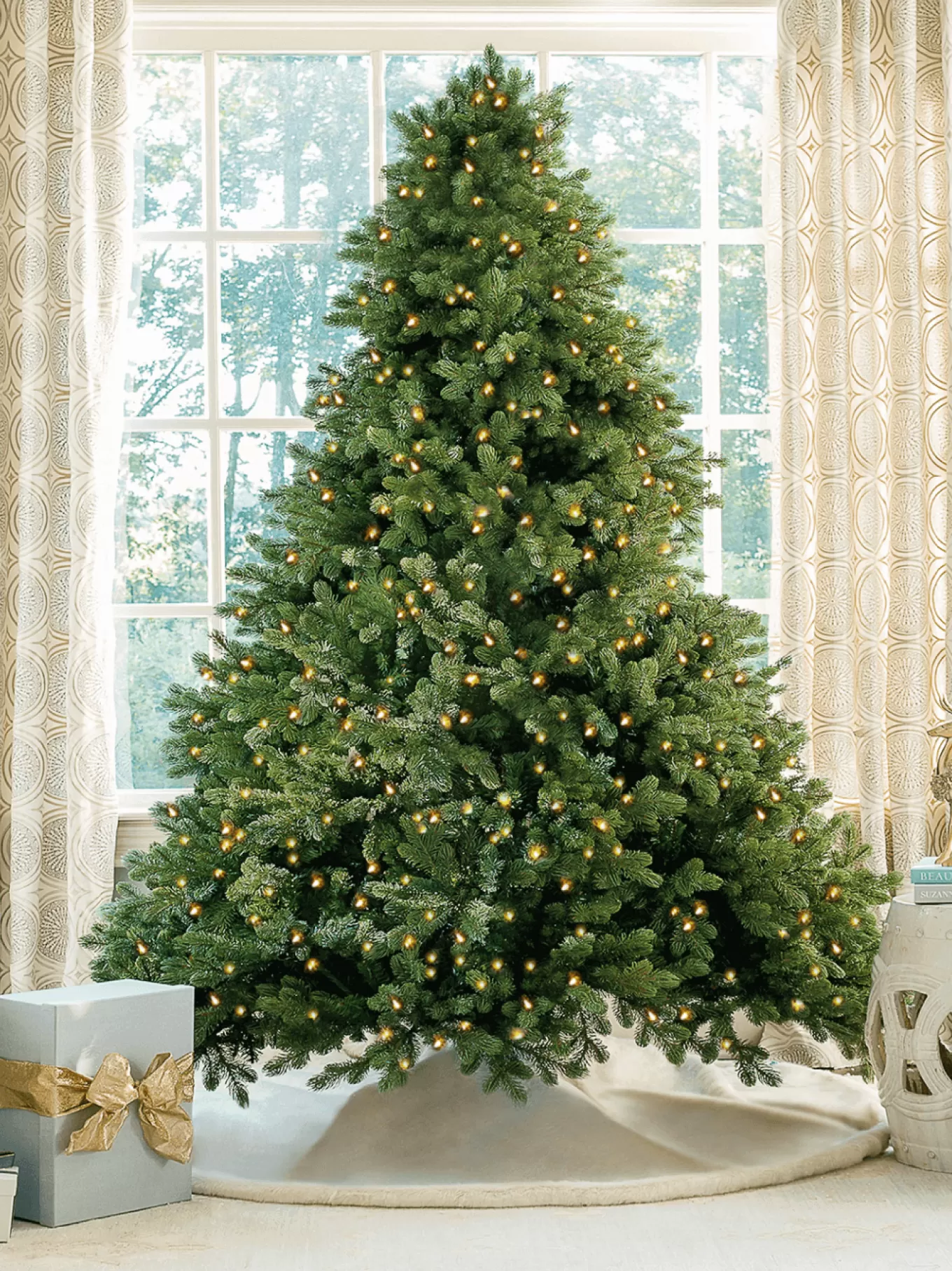 King Of Christmas 7.5' Cypress Spruce Artificial Christmas Tree With 1450 Warm White & Multi-Color LED Lights- Realistic | Full