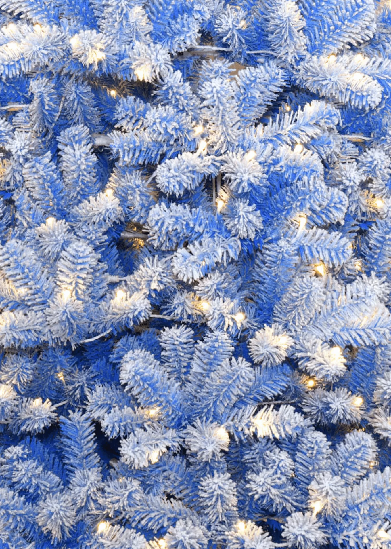 King Of Christmas 7.5' Duchess Blue Flock Artificial Christmas Tree With 600 Warm White LED Lights- Classic | Full