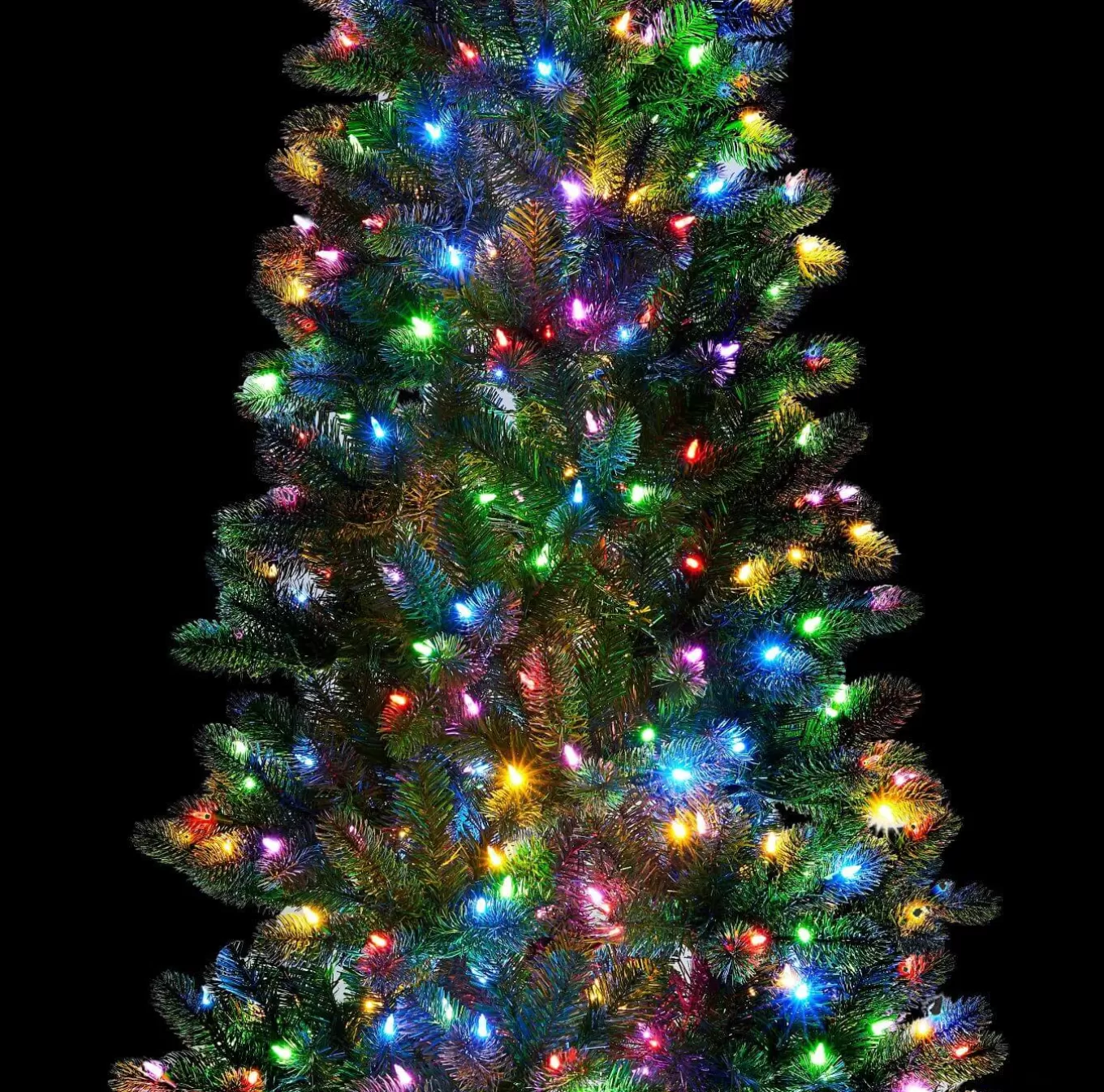 King Of Christmas 7.5' King Douglas Fir Slim Artificial Christmas Tree With 650 Warm White & Multi-Color LED Lights- Realistic | Slim