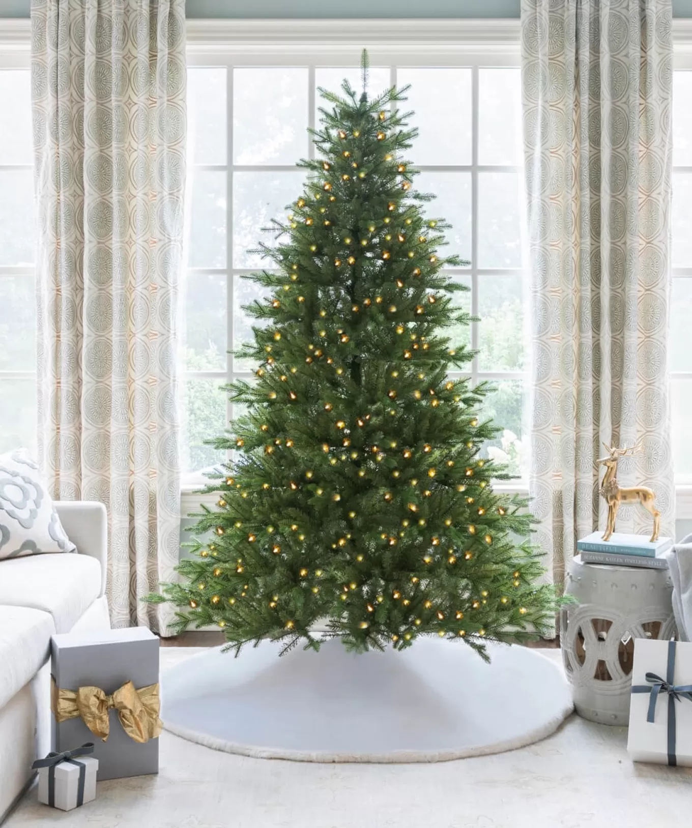 King Of Christmas 8' Alpine Fir Artificial Christmas Tree 900 Warm White LED Lights- Realistic | Pre-Lit