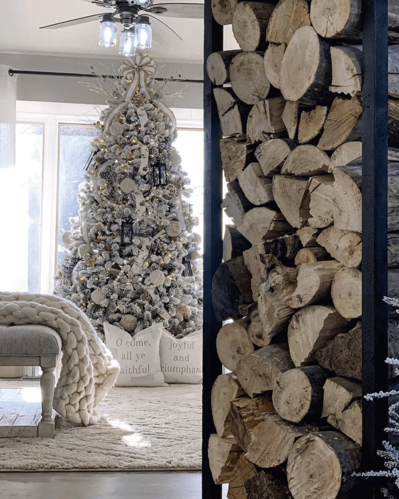 King Of Christmas 8' King Flock® Artificial Christmas Tree With 900 With Warm White LED Lights- Realistic | Pre-Lit