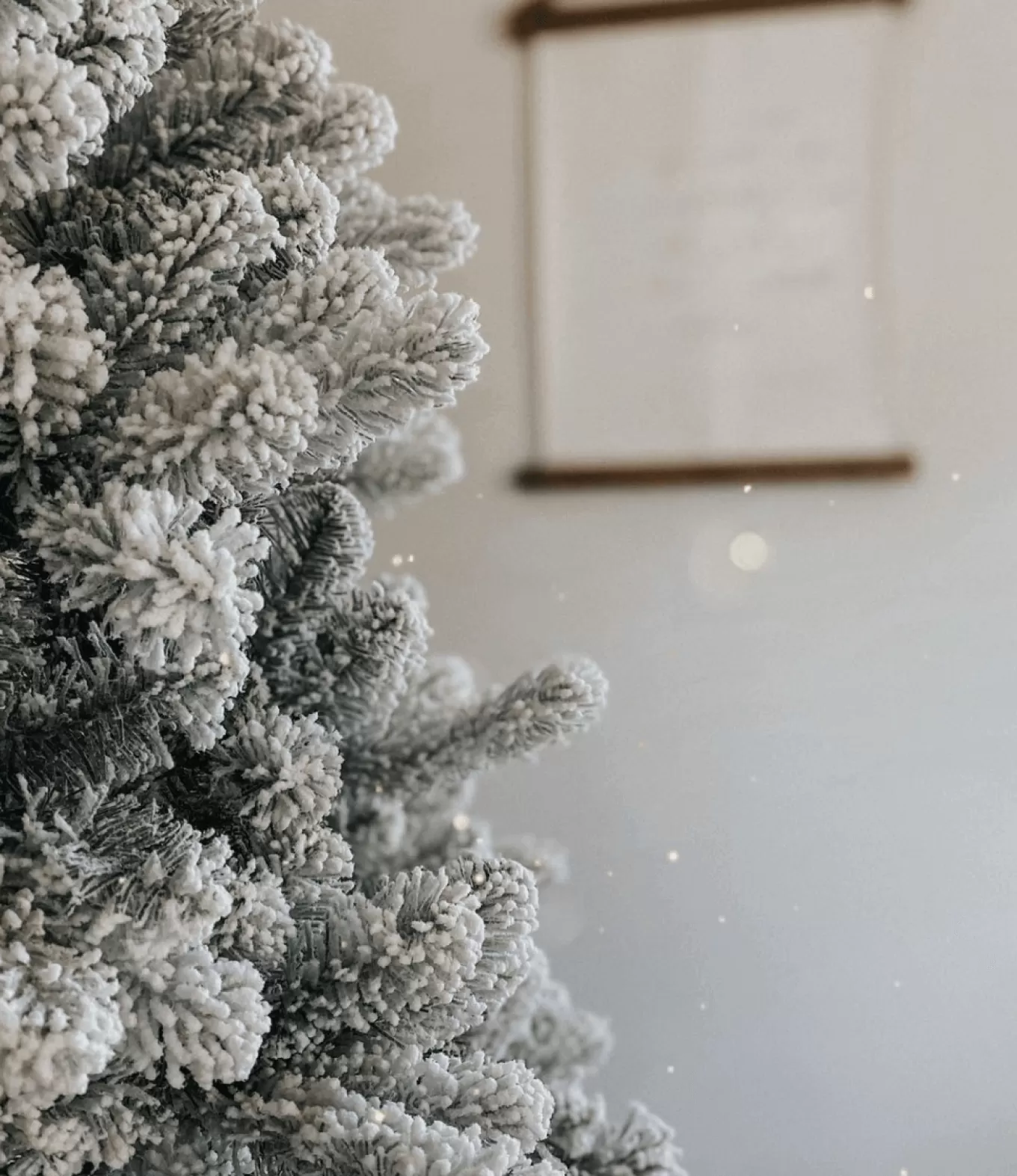 King Of Christmas 8' King Flock® Slim Artificial Christmas Tree With 700 Warm White LED Lights- Realistic | Slim