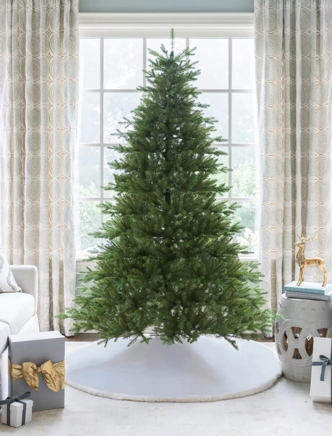 King Of Christmas 9' Alpine Fir Artificial Christmas Tree 1100 Warm White LED Lights- Realistic | Pre-Lit