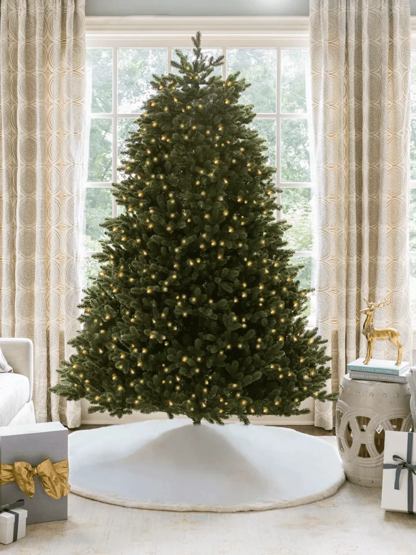 King Of Christmas 9' Aspen Fir Tree With 2000 Warm White & Multi-Color LED Lights- Realistic | Pre-Lit