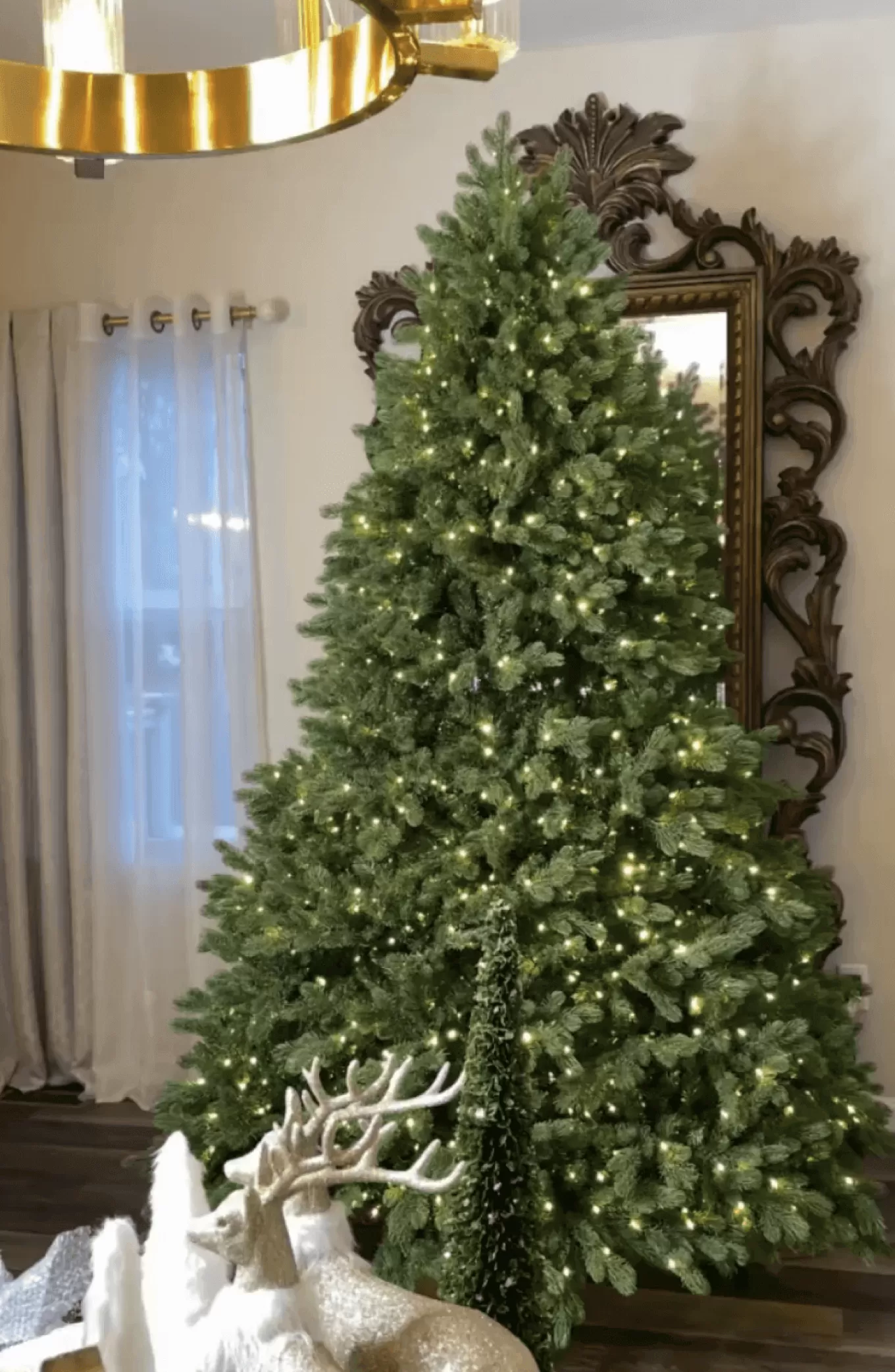 King Of Christmas 9' Cypress Spruce Artificial Christmas Tree With 2050 Warm White & Multi-Color LED Lights- Realistic | Pre-Lit