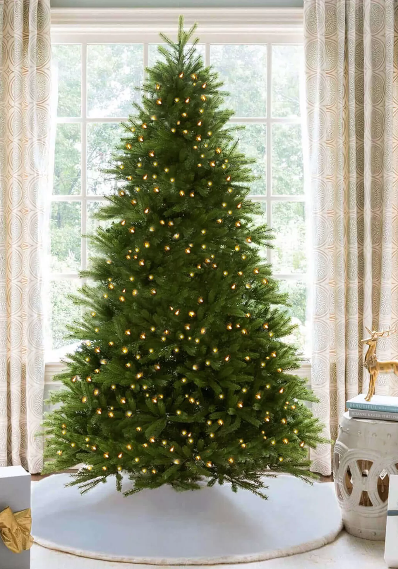 King Of Christmas 9' King Fraser Fir Artificial Christmas Tree With 1200 Warm White & Multi-Color LED Lights- Realistic | Pre-Lit