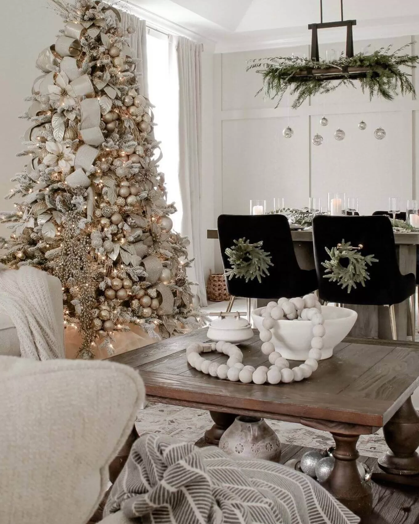 King Of Christmas 9' Queen Flock® Artificial Christmas Tree With 1100 Warm White LED Lights- Realistic | Pre-Lit