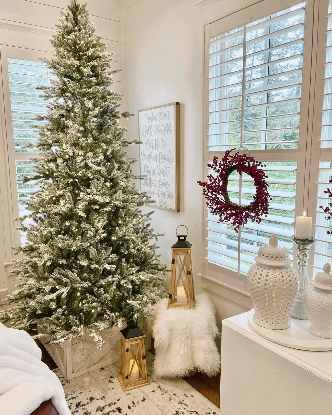 King Of Christmas 9' Queen Flock® Slim Artificial Christmas Tree With 900 Warm White LED Lights- Realistic | Slim