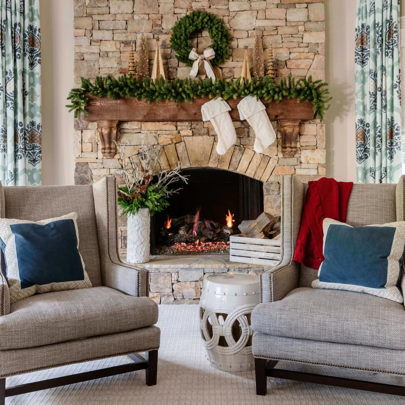 King Of Christmas 9' X 10" King Fraser Fir Garland With Warm White LED Lights (Battery Operated)- Garlands | 9' X 10"