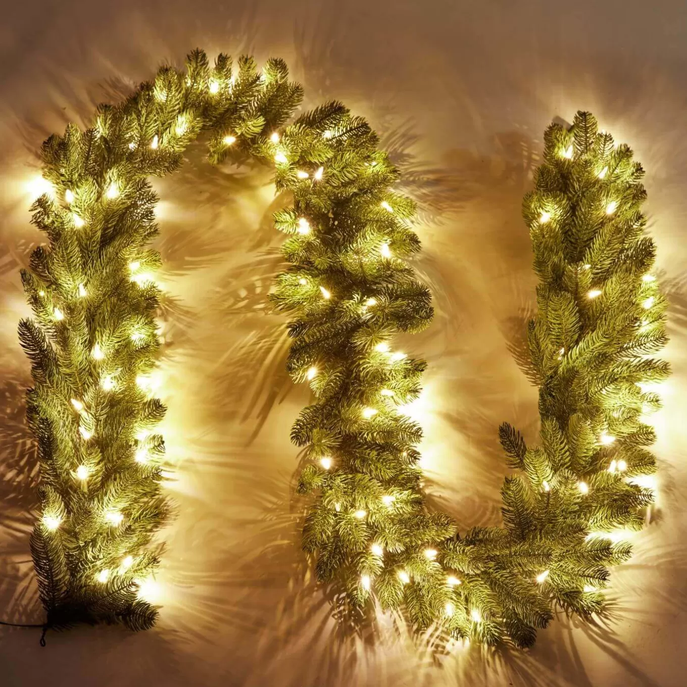 King Of Christmas 9' X 10" Royal Fir Garland With Warm White LED Lights (Plug Operated)- Garlands | Green