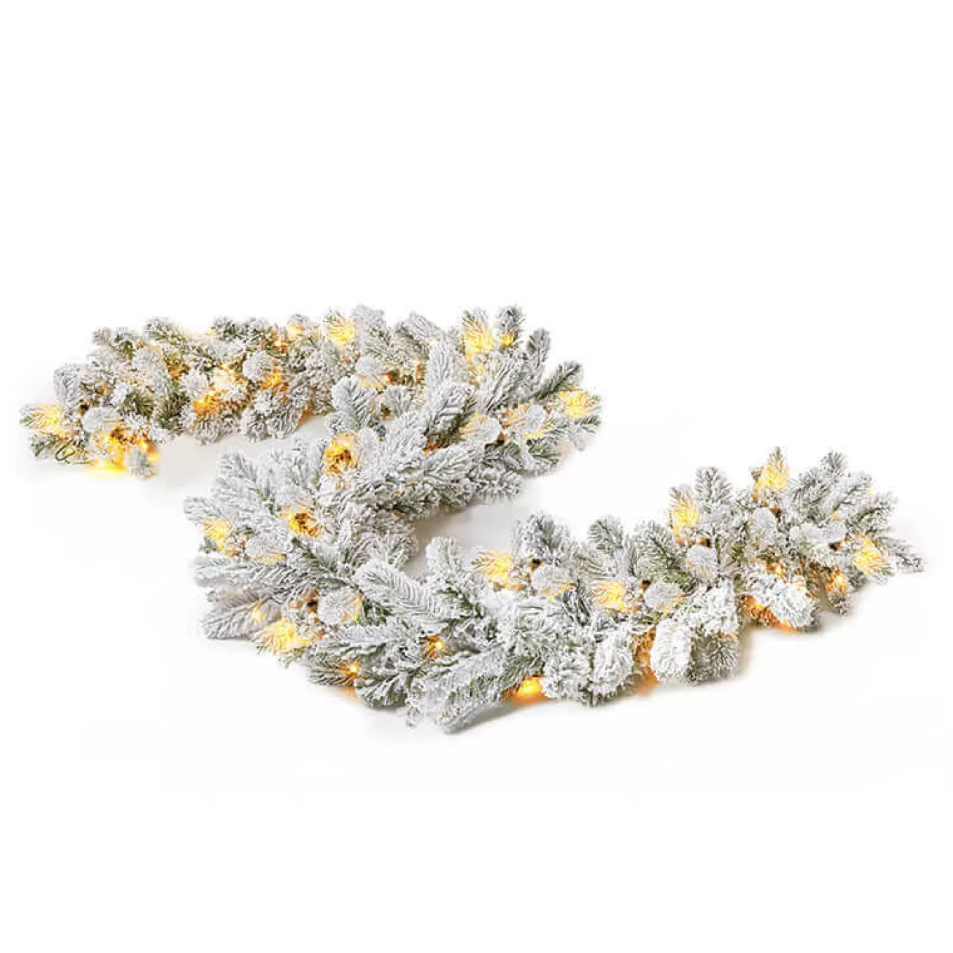 King Of Christmas 9' X 12" King Flock® Garland With LED Lights (Battery Operated)- 9' X 12" | Garlands