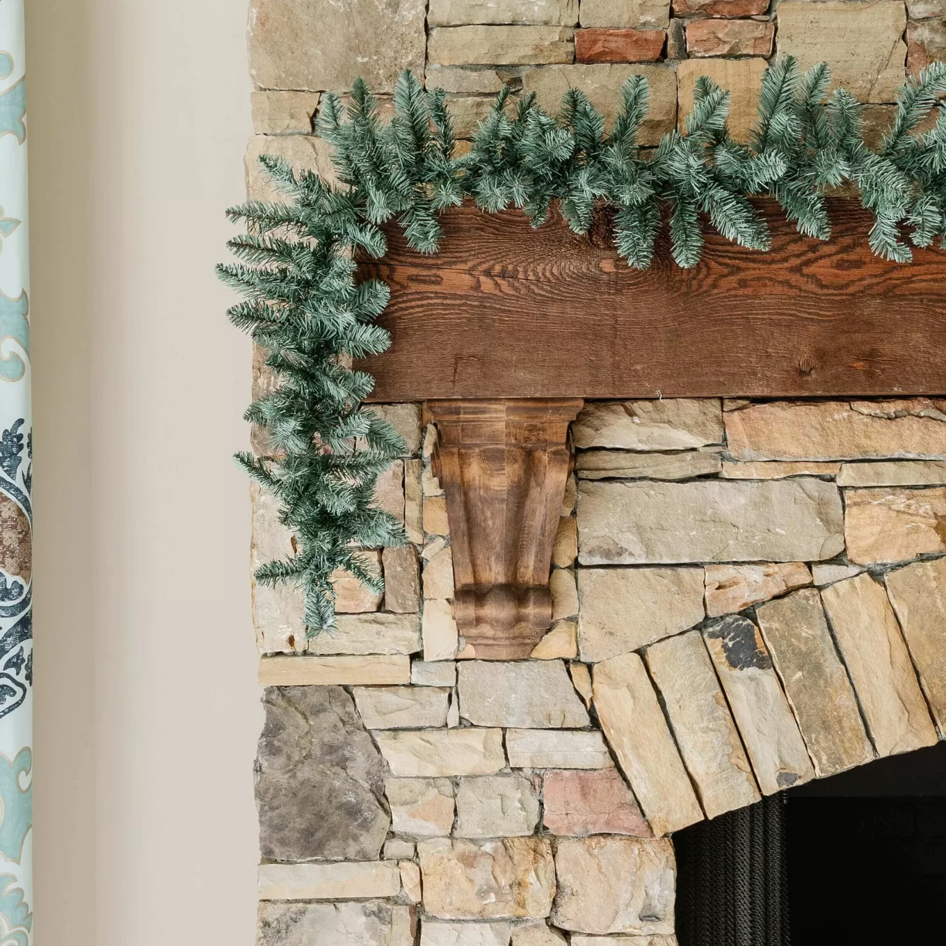 King Of Christmas 9' X 12" Tribeca Spruce Blue Garland With Warm White LED Lights (Plug Operated)- Garlands | Green
