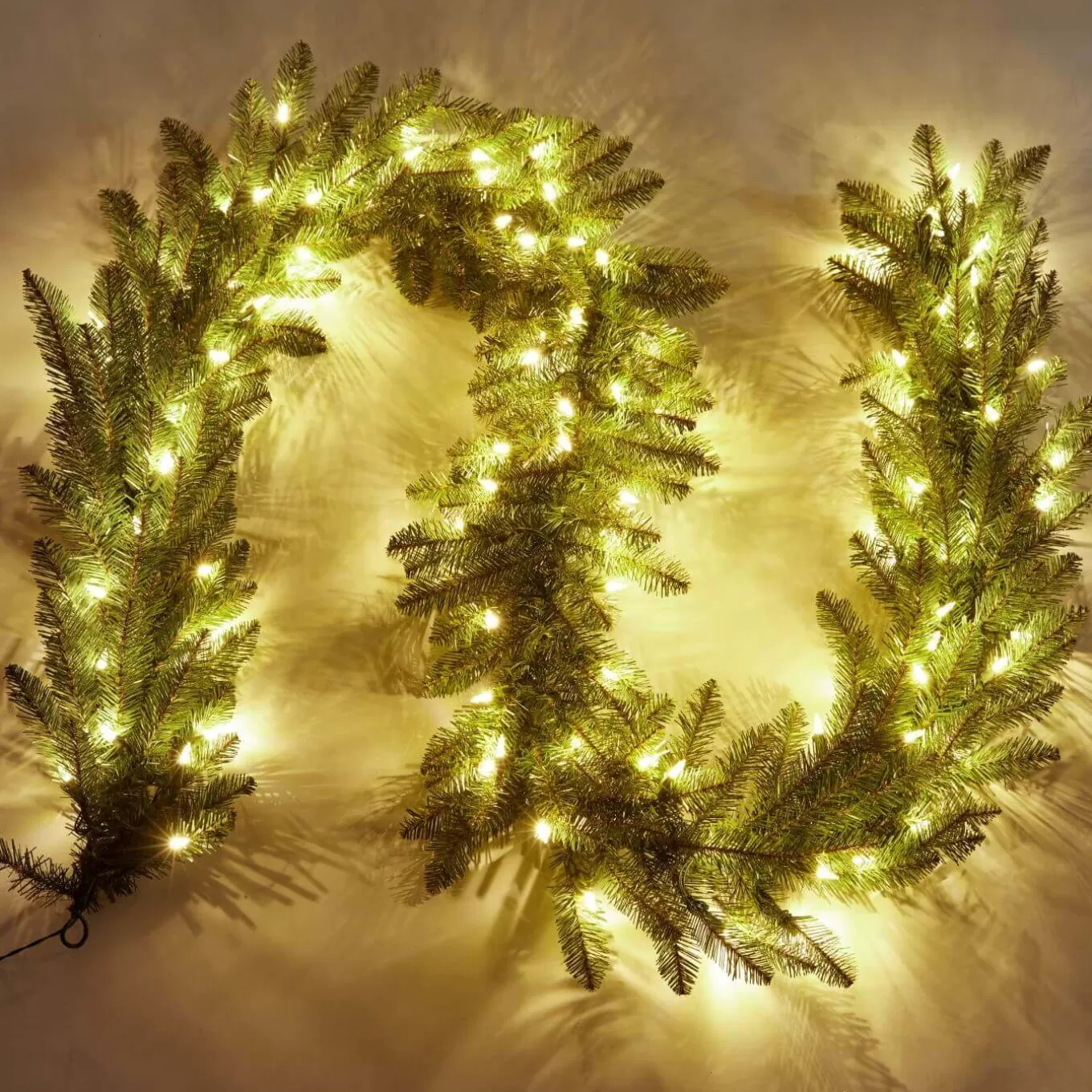 King Of Christmas 9' X 12" Yorkshire Fir Garland With Warm White LED Lights (Plug Operated)- Garlands | Green